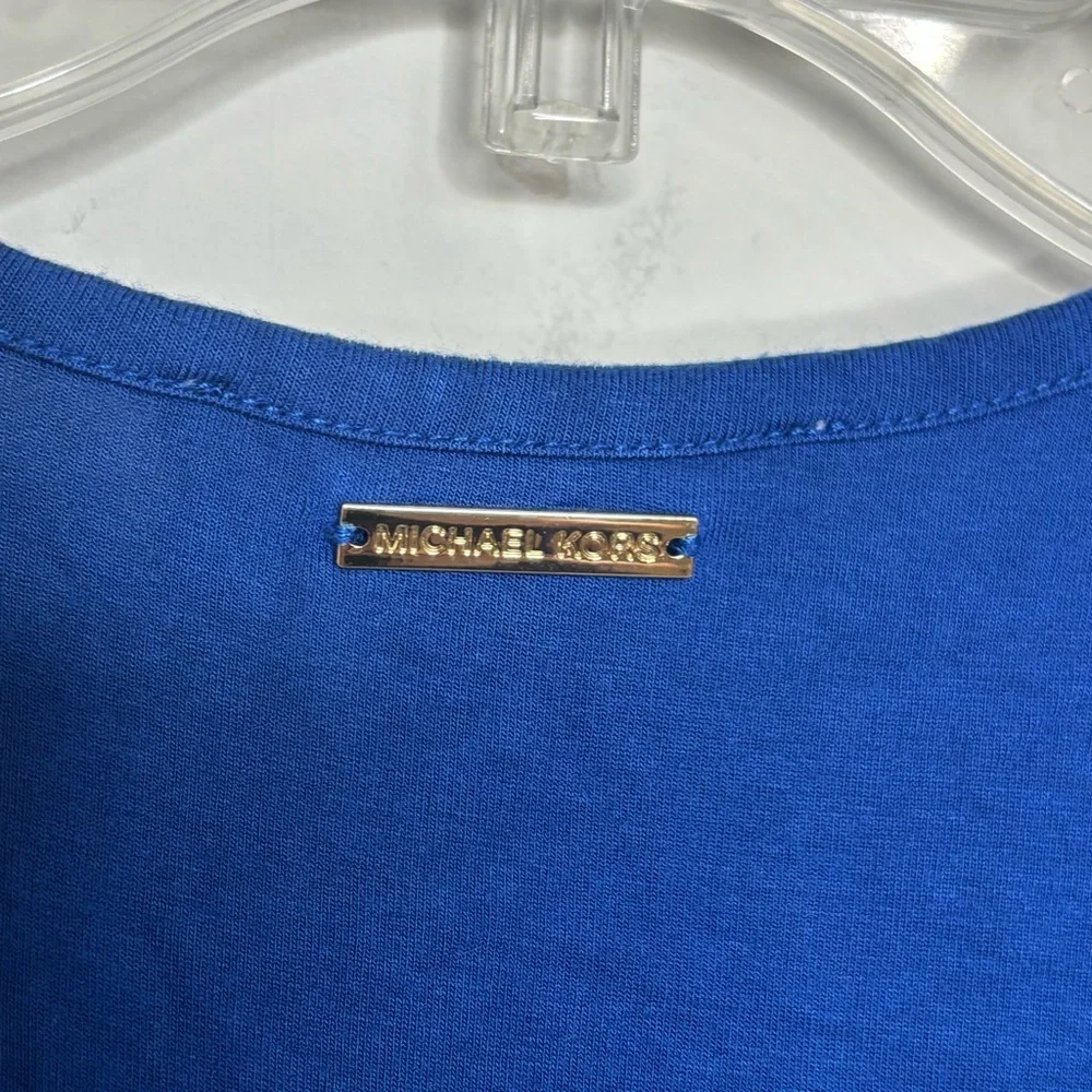 BN5 Michael Kors Boho‎ Western Fringe Viscose Royal Blue Jersey Women XS